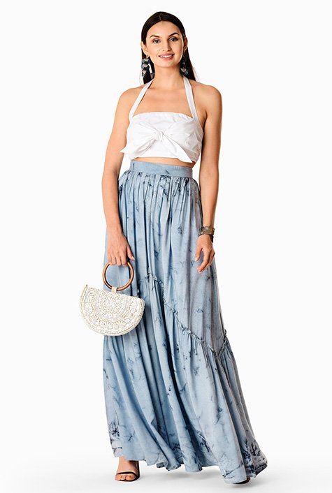 Indigo tie dye skirt sale