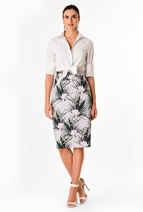 Floral scuba pencil clearance skirt