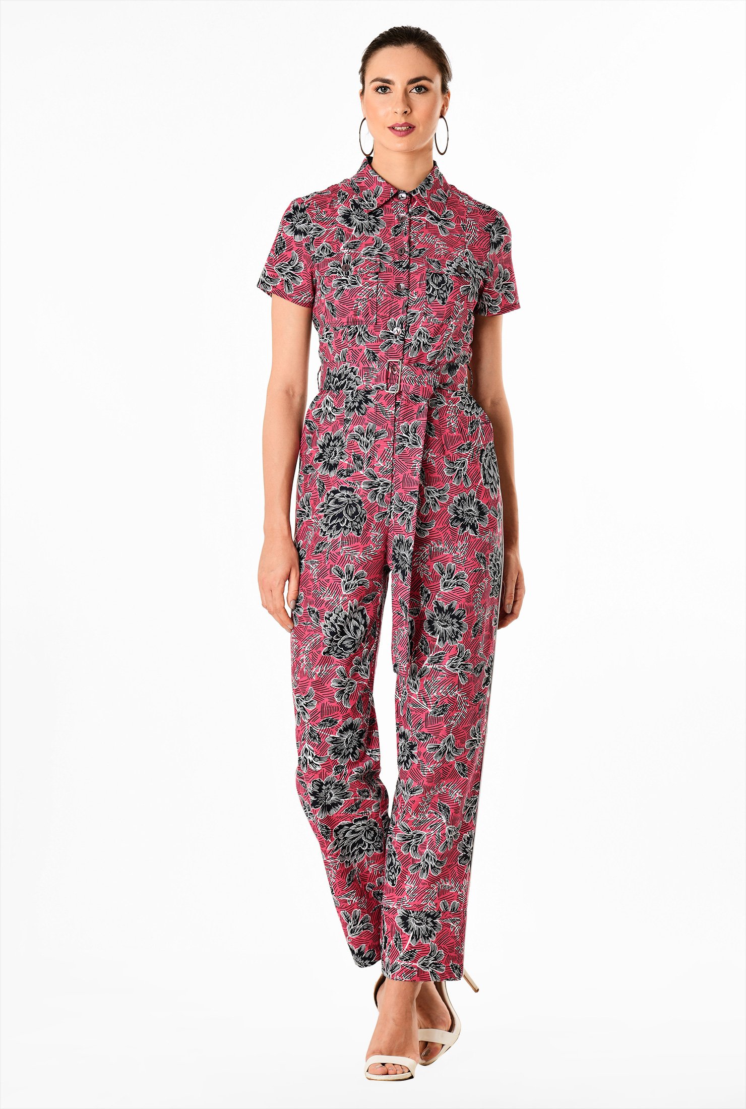 Shop Floral print linen jumpsuit | eShakti