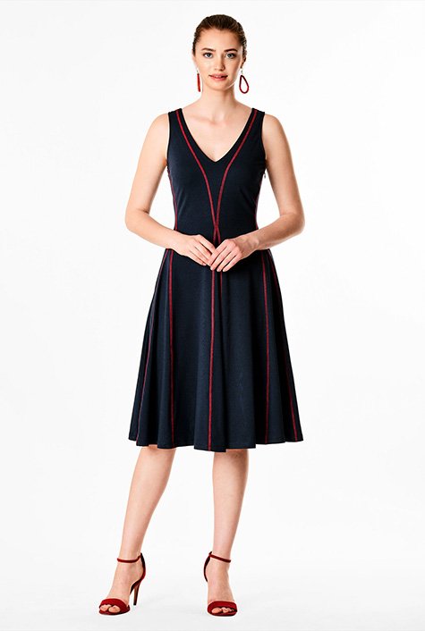 Shop Contrast topstitch seams cotton jersey dress eShakti