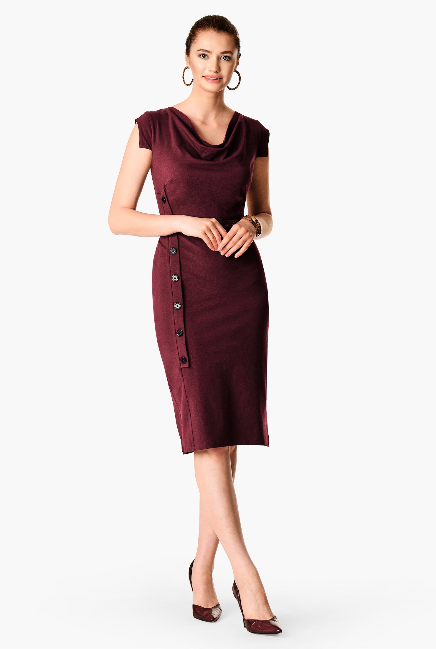 cowl neck sheath dress