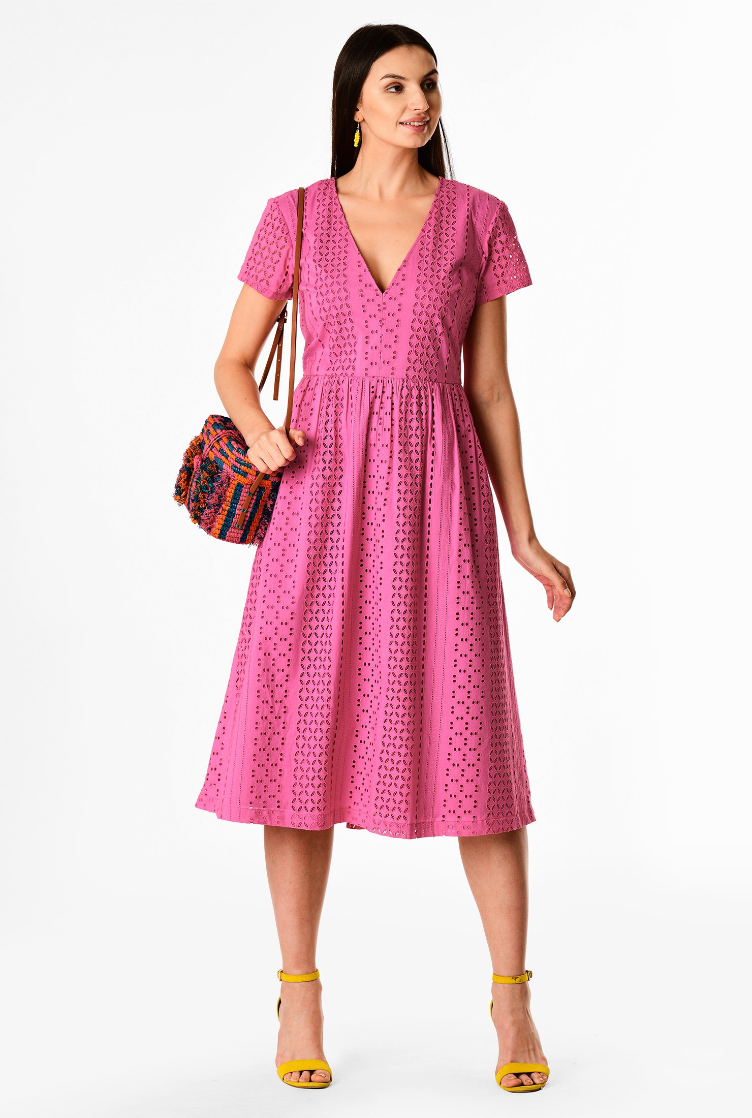 Shop Floral eyelet cotton summer dress | eShakti