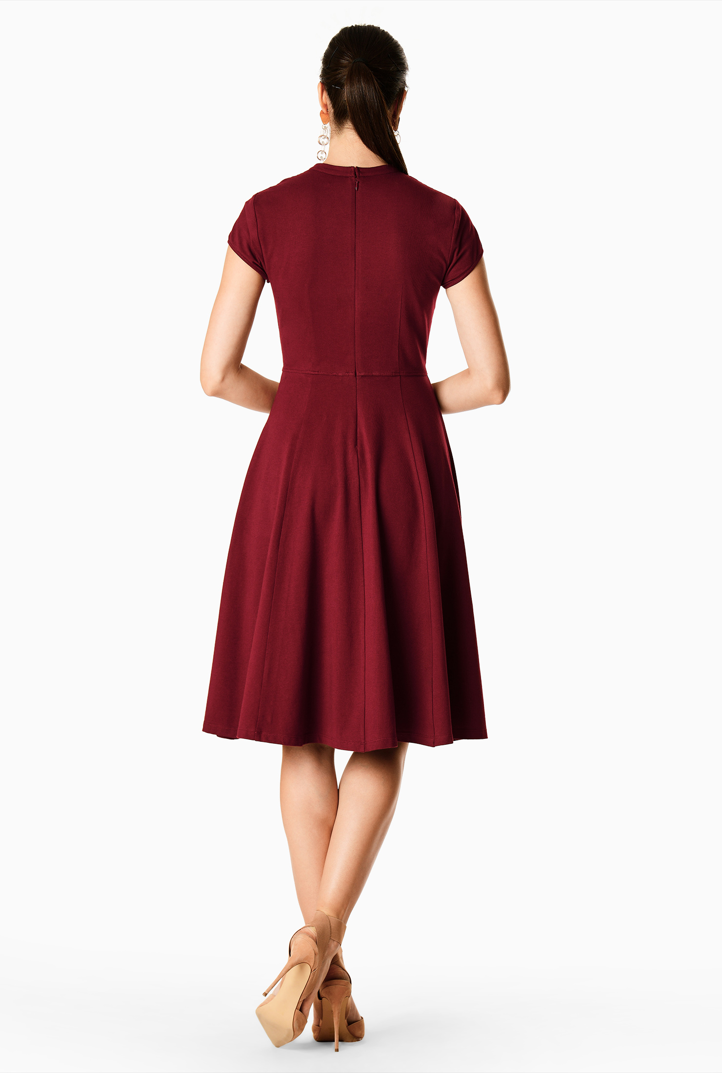 Shop Pleat neck cotton knit dress eShakti