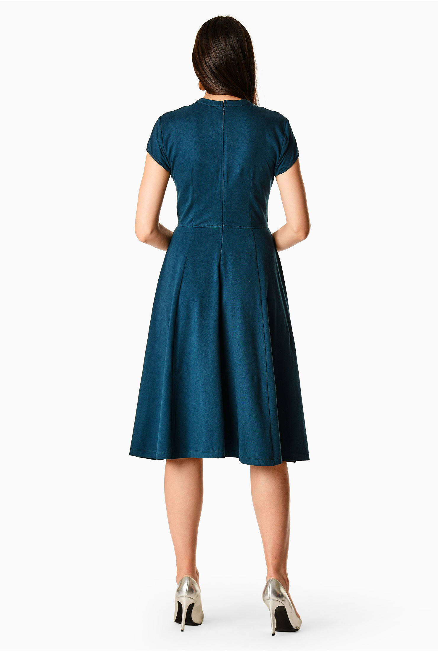 Shop Pleat neck cotton knit dress eShakti