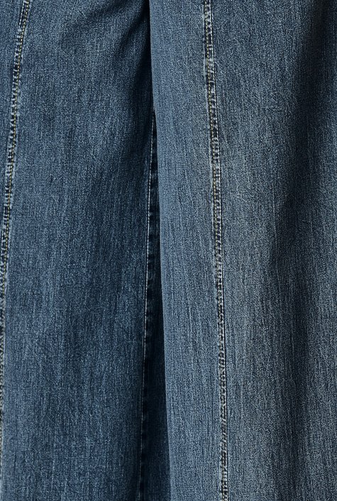 Shop Vintage blue cotton denim palazzo pants | eShakti