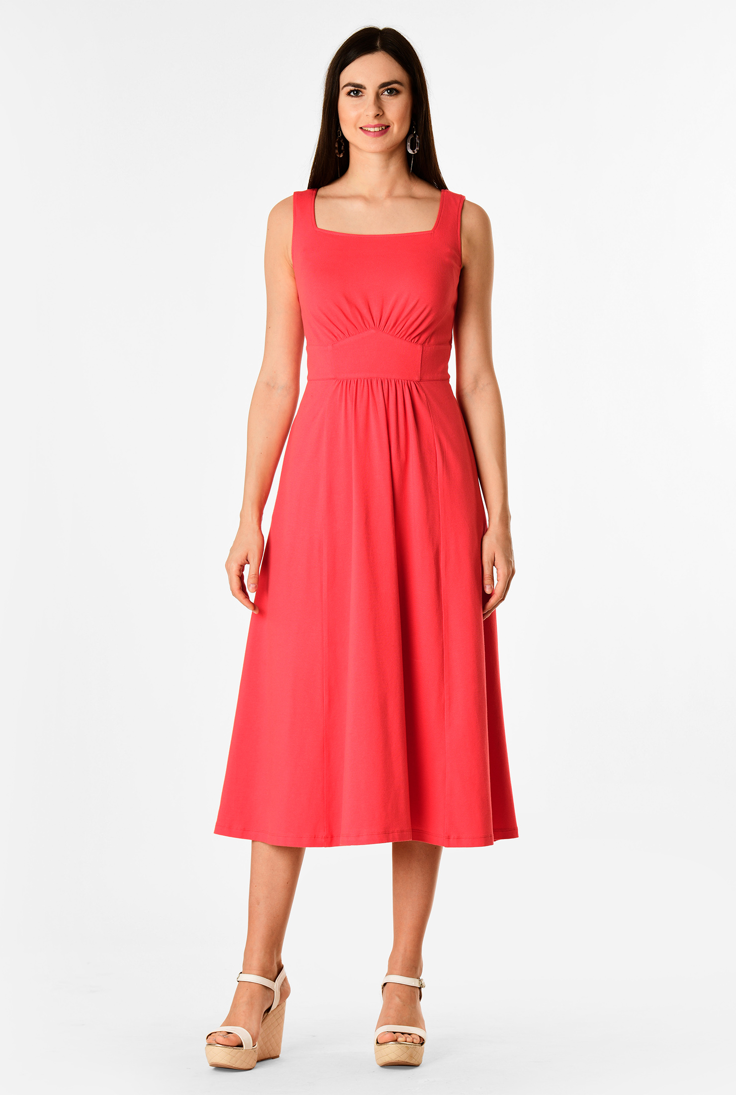 Shop Banded empire cotton knit dress eShakti