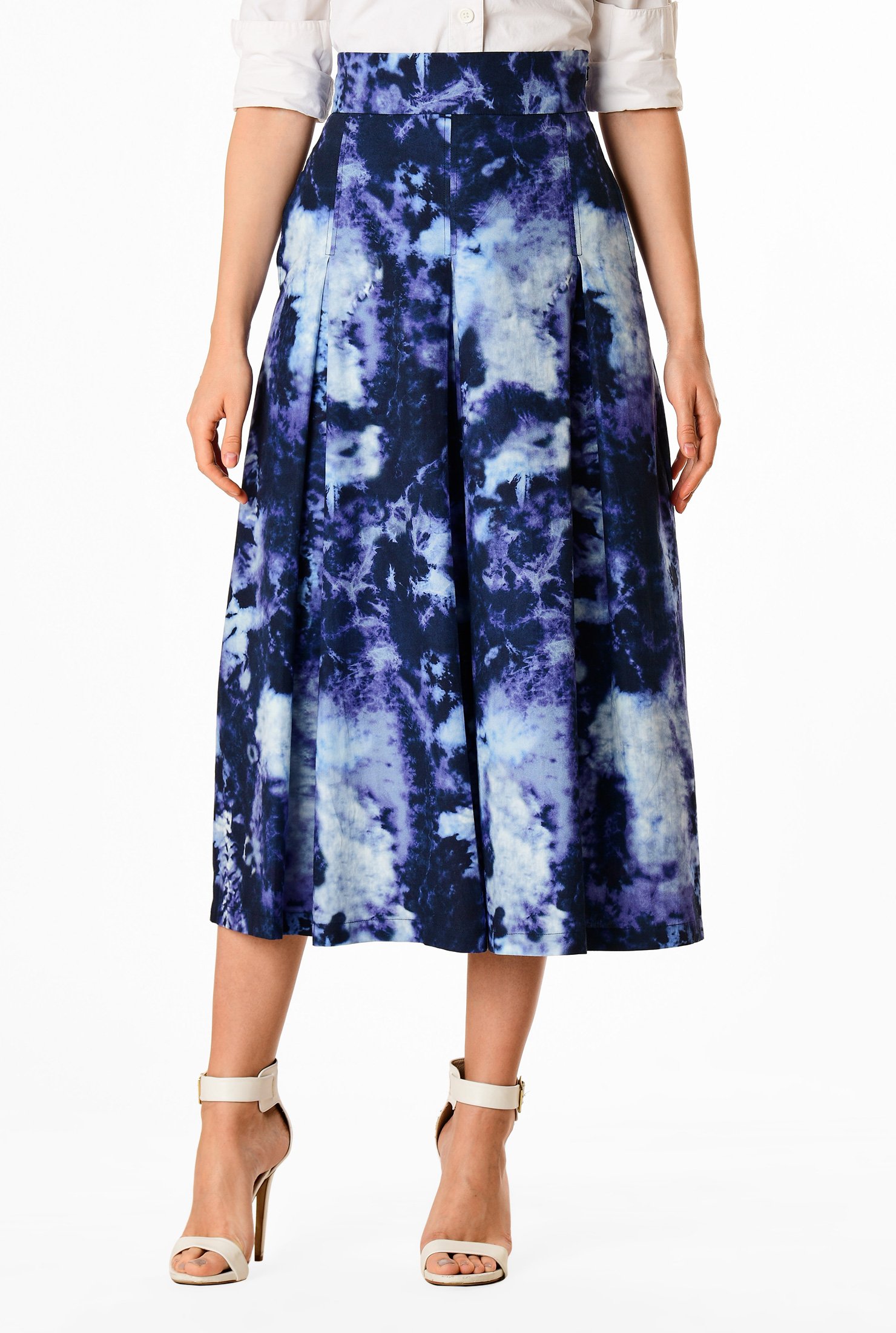 Shop Tie-dye print cotton poplin high waist skirt | eShakti