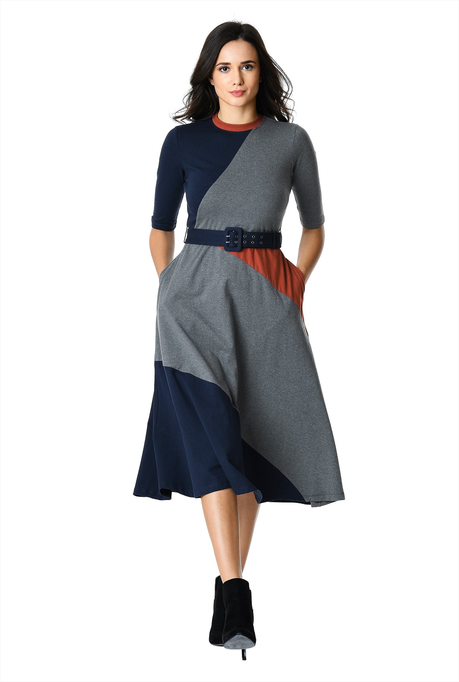 knitted belted dress