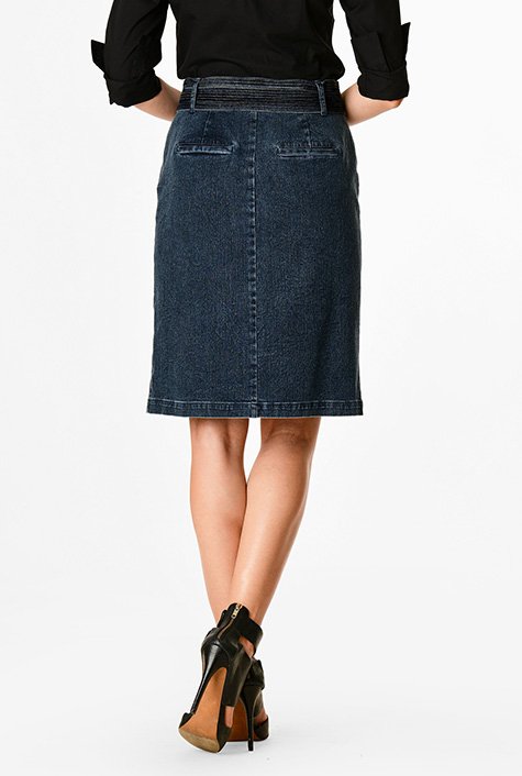 Light Blue Front Button Straight Denim Skirt, Western Wear, Shorts & Skirts  Free Delivery India.