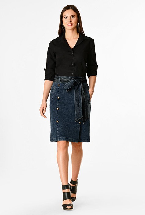 Buy MADAME Blue Denim Pencil Skirt for Women's Online @ Tata CLiQ