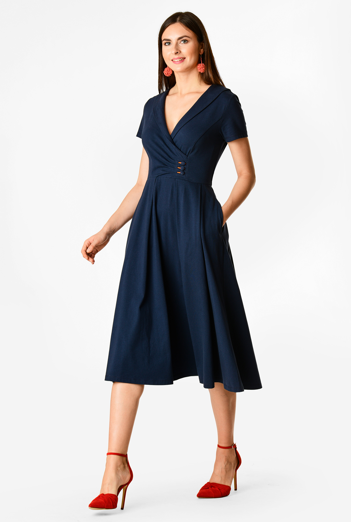 shawl collar dresses with sleeves