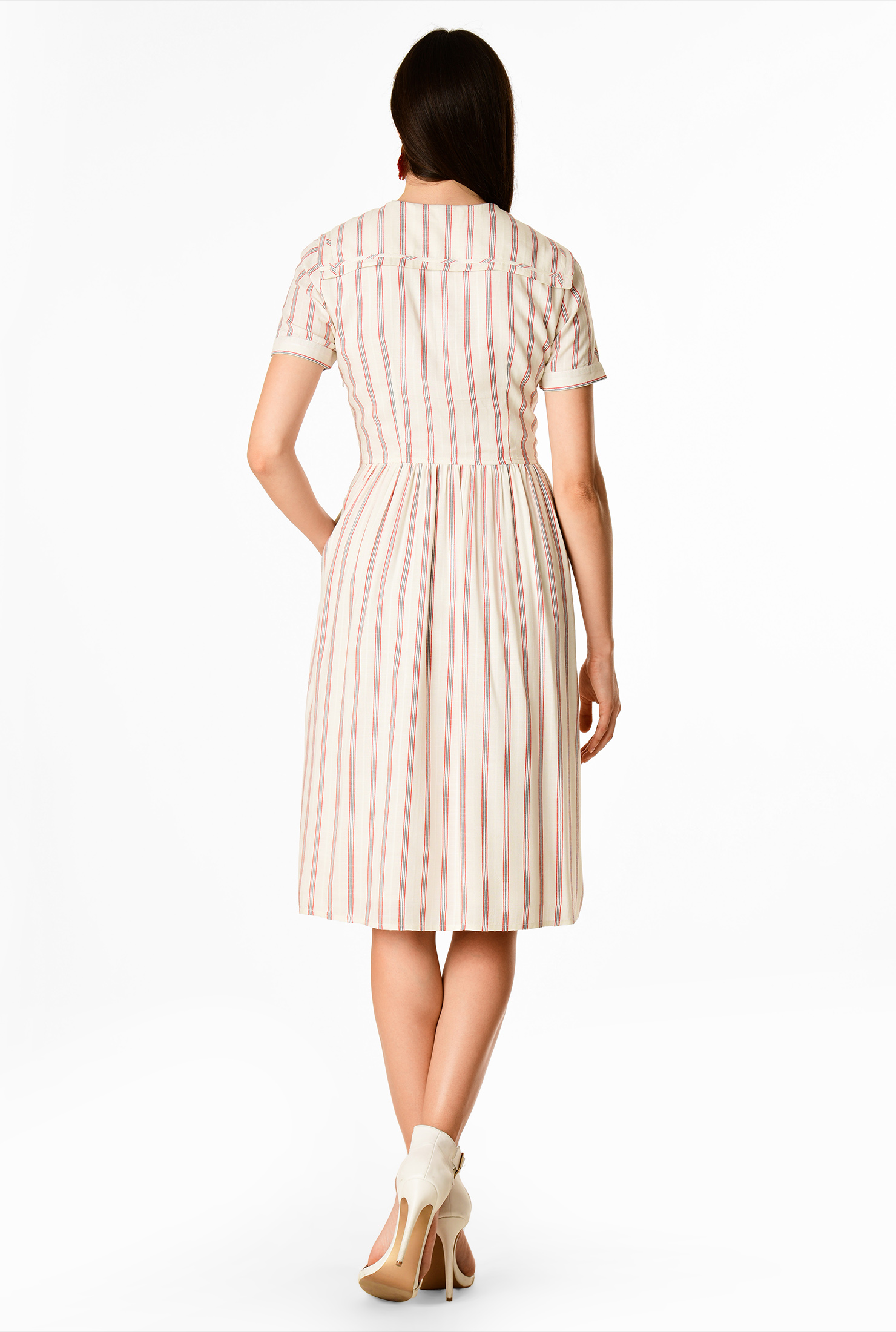 Shop Sailor collar woven stripe dress eShakti