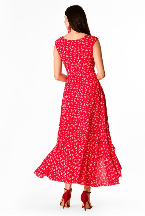 Shop Floral print wrap maxi dress | eShakti