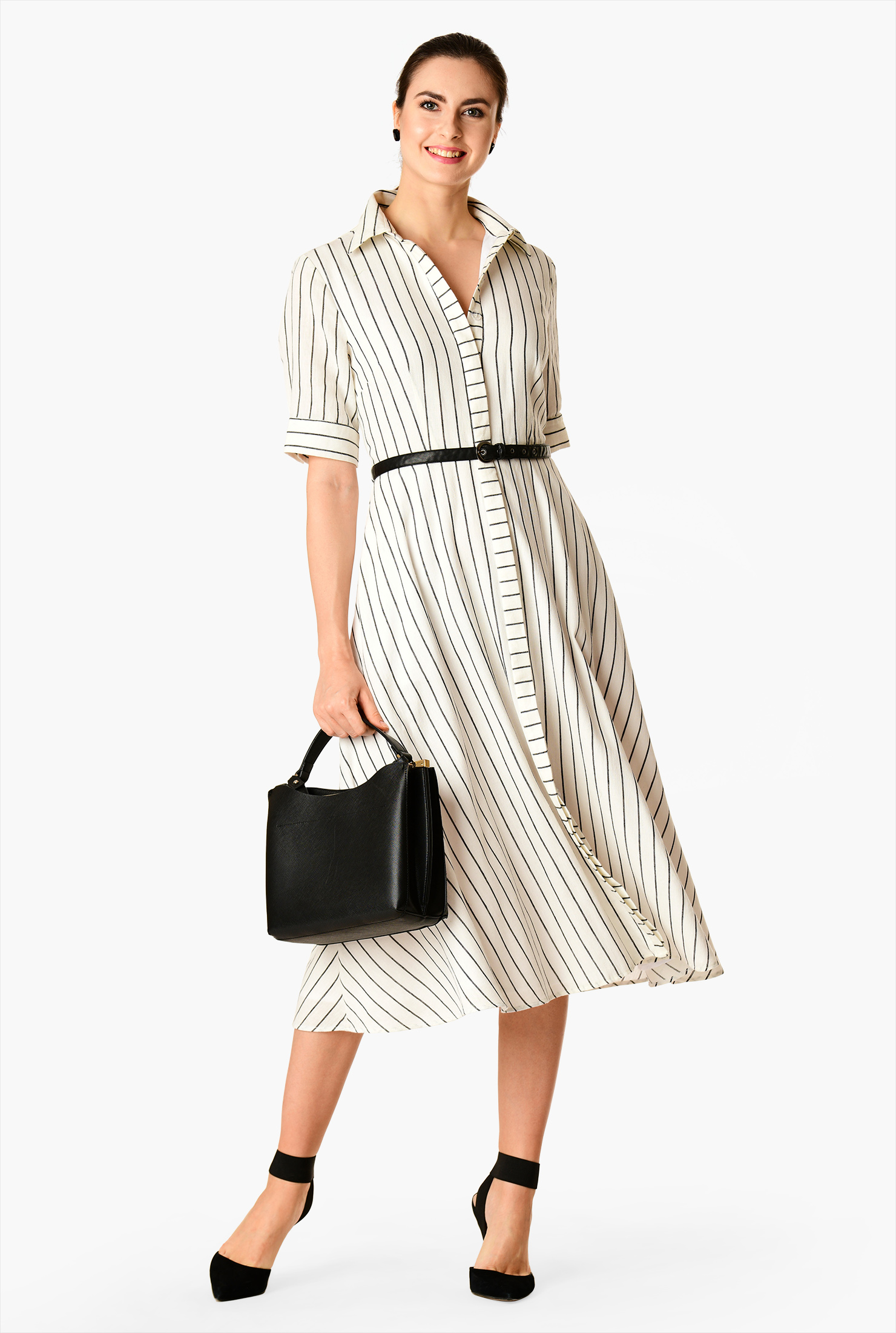 striped belted dress