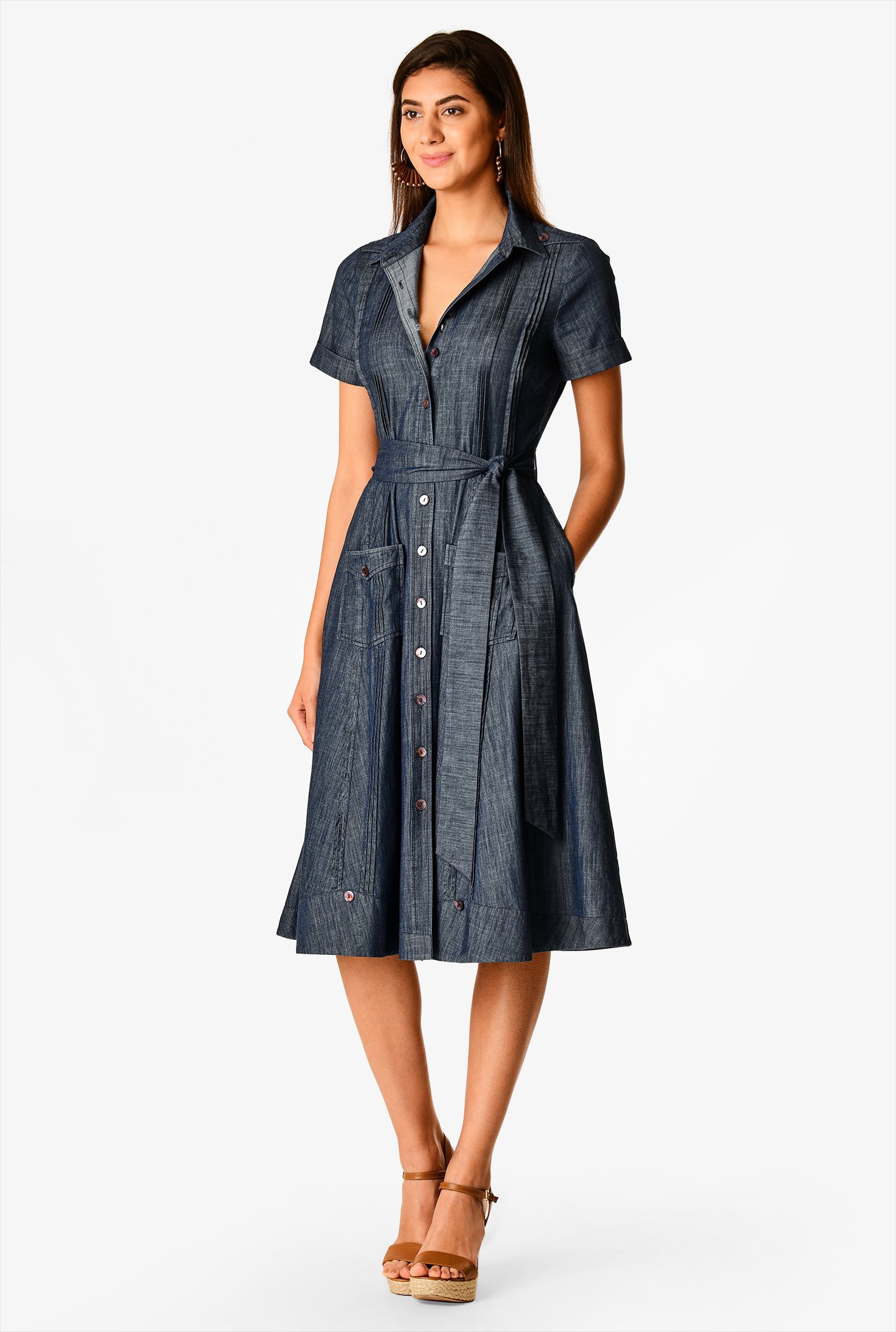 chambray shirt dress midi