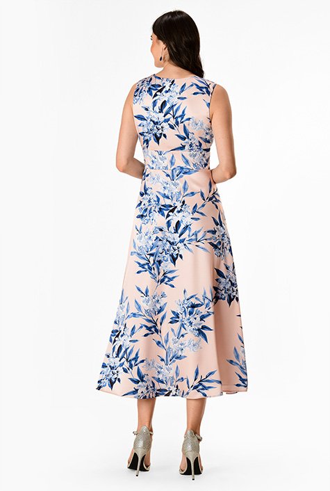 Shop Plunge floral print crepe dress | eShakti