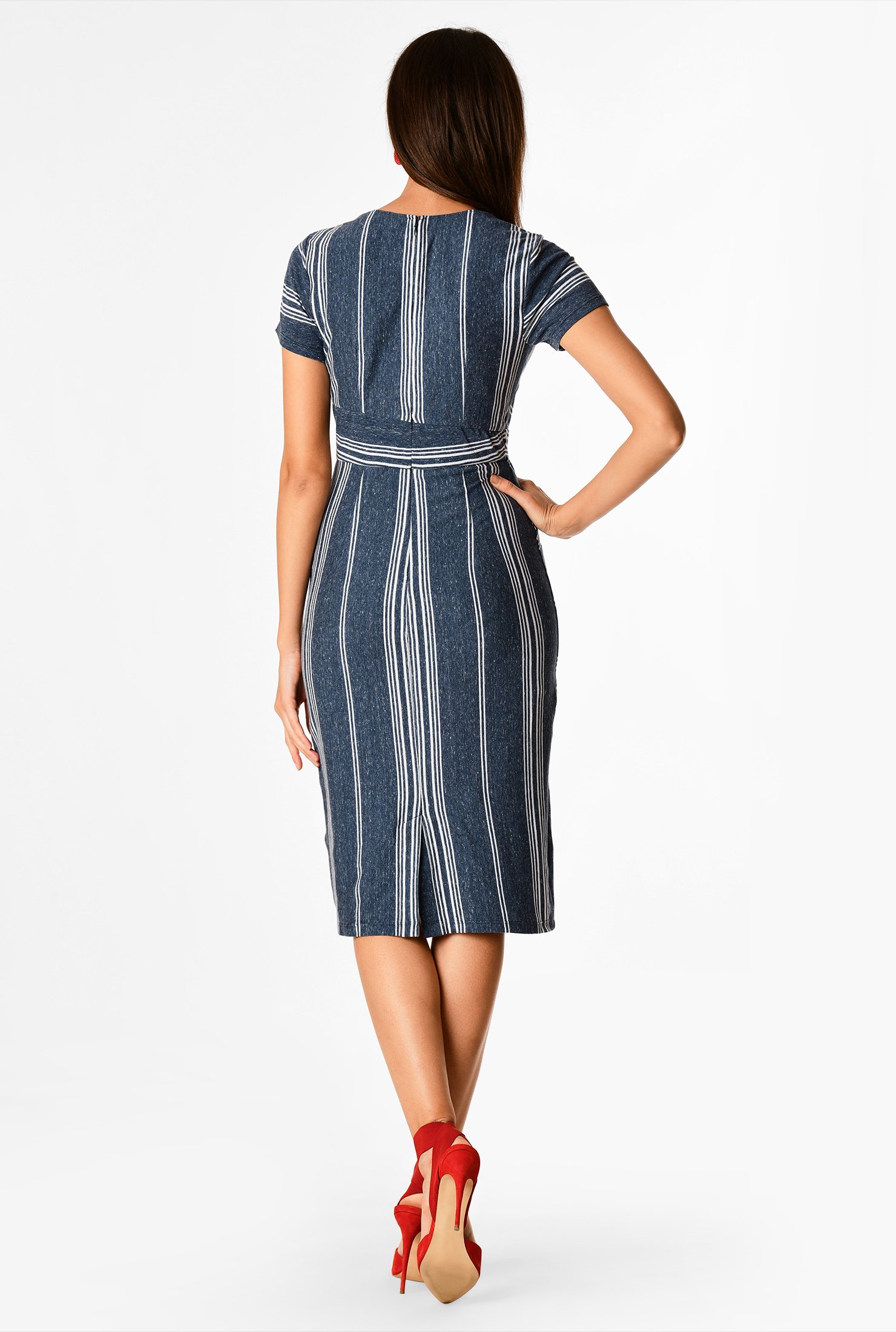 Shop Segmented stripe cotton knit sheath dress | eShakti