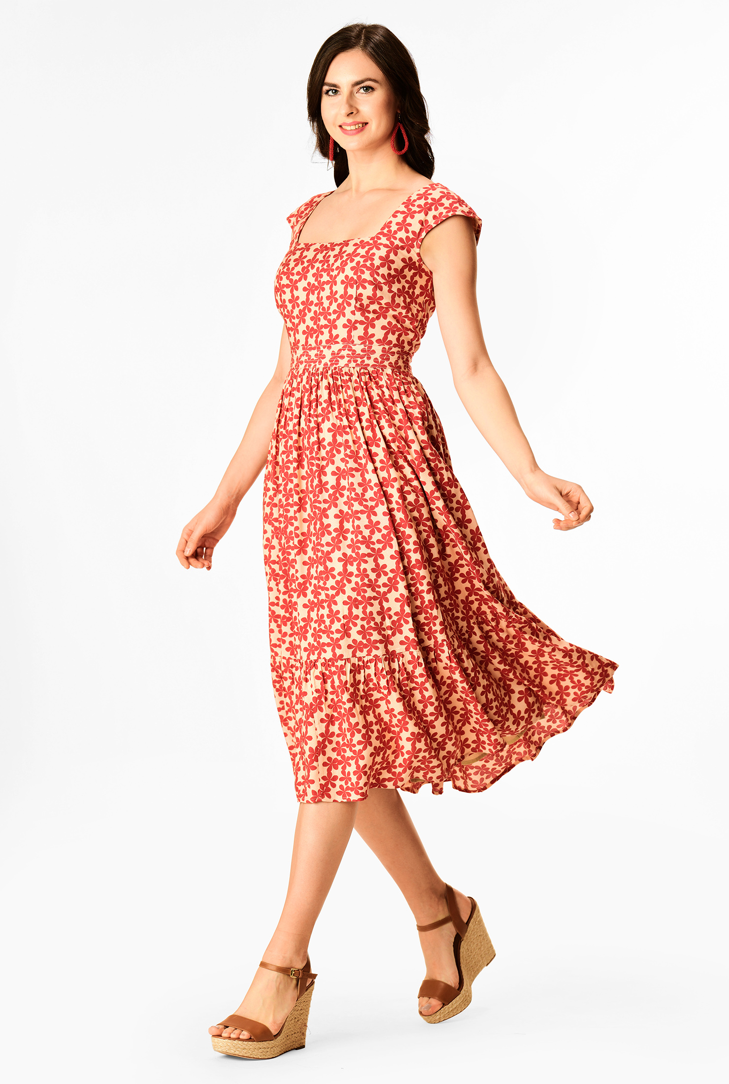 Shop Floral print flounce hem dress eShakti