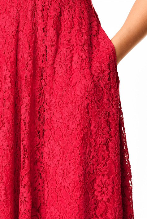 Shop Scallop neck floral lace dress | eShakti