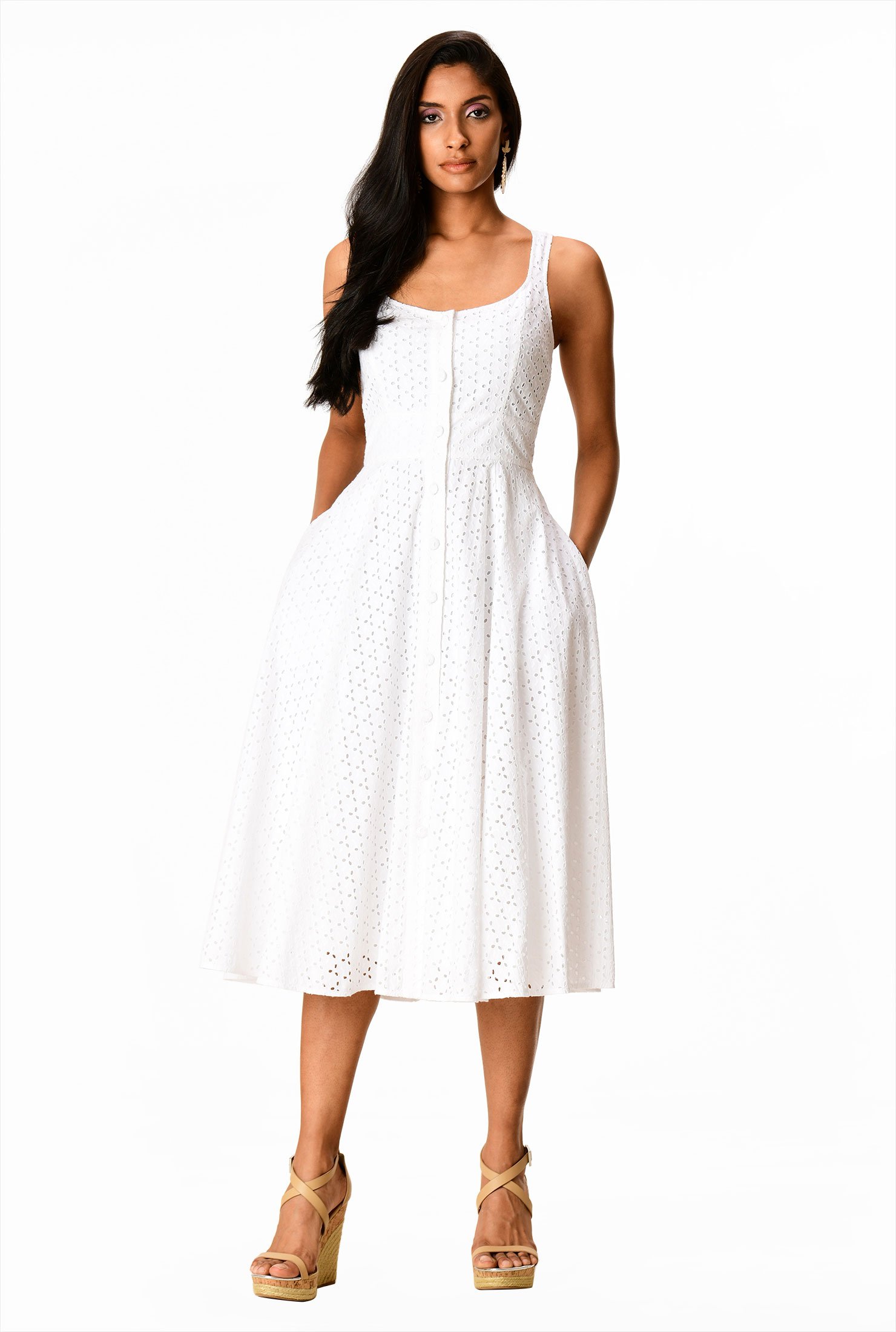 Shop Graphic floral cotton eyelet sundress | eShakti