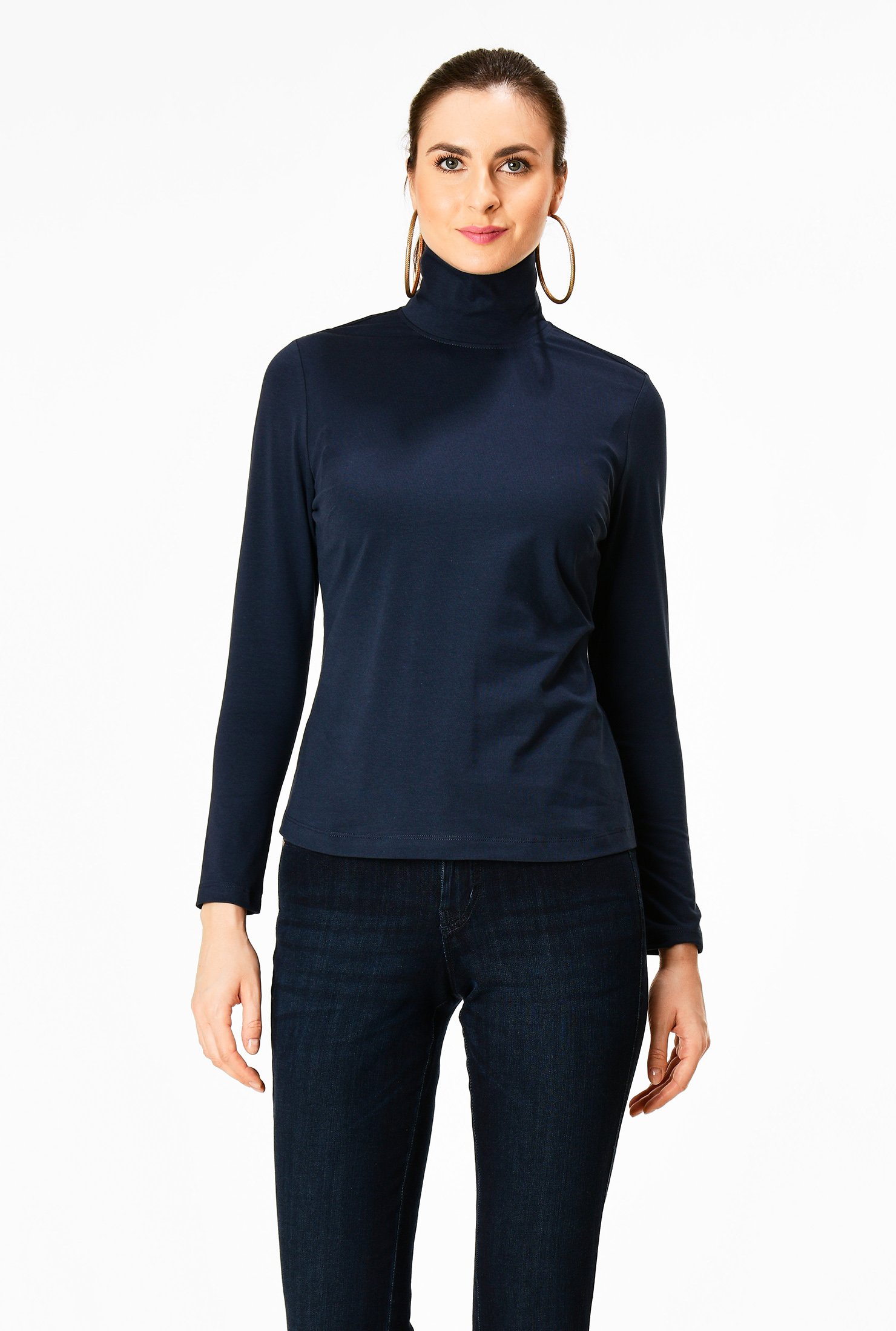 Shop Cotton knit turtle neck top | eShakti