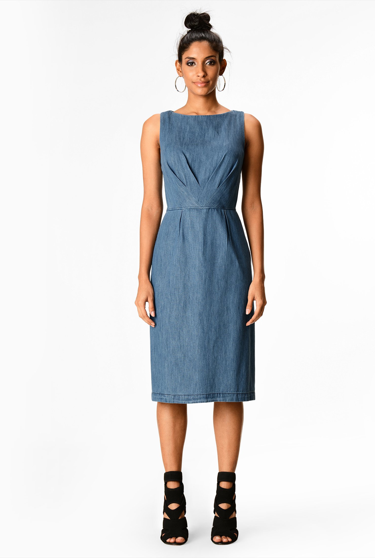 half button midi tea dress