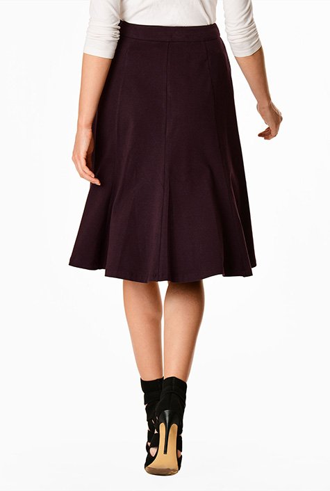 Cotton knit flared skirt