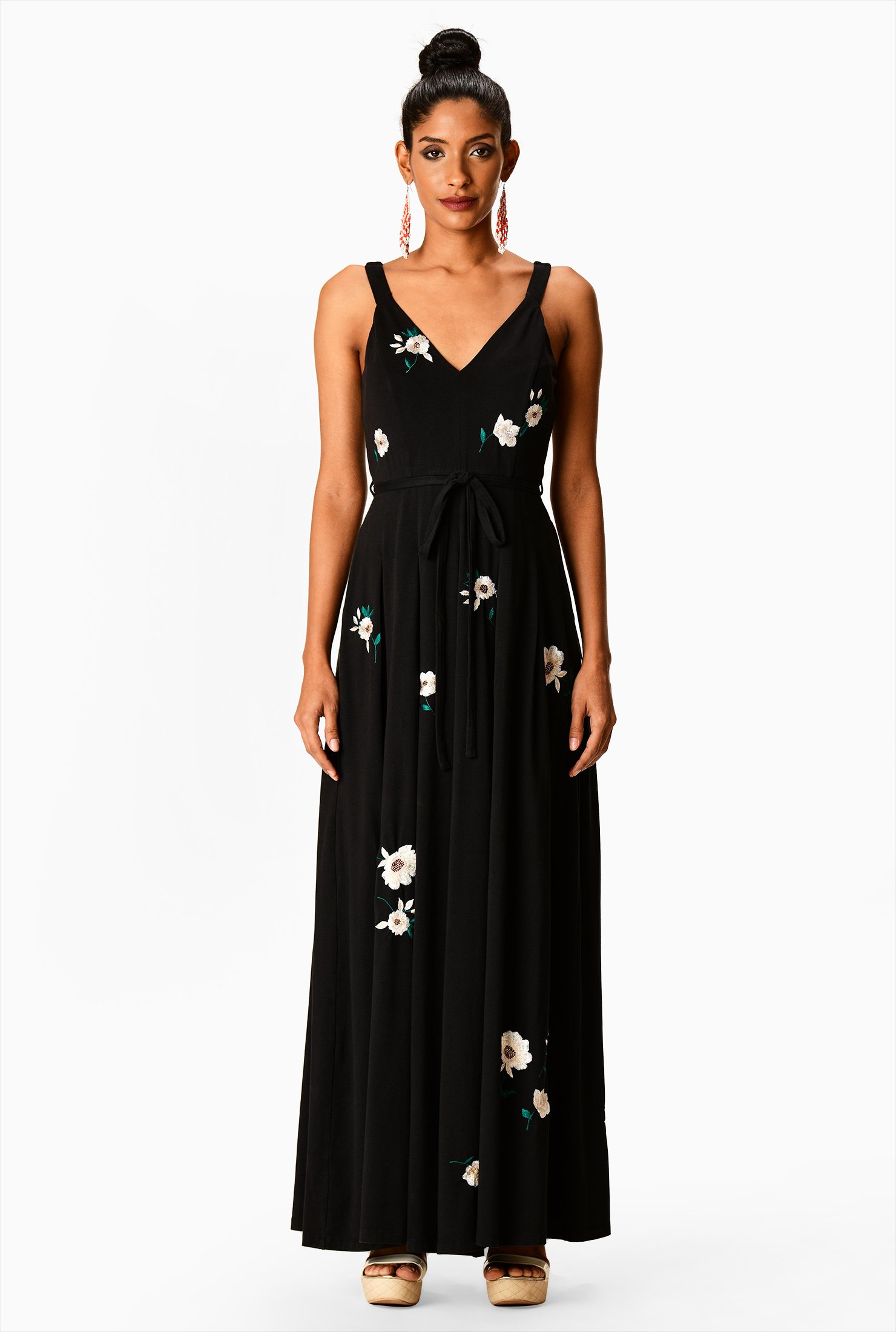 Shop Floral embellished cotton jersey jumpsuit