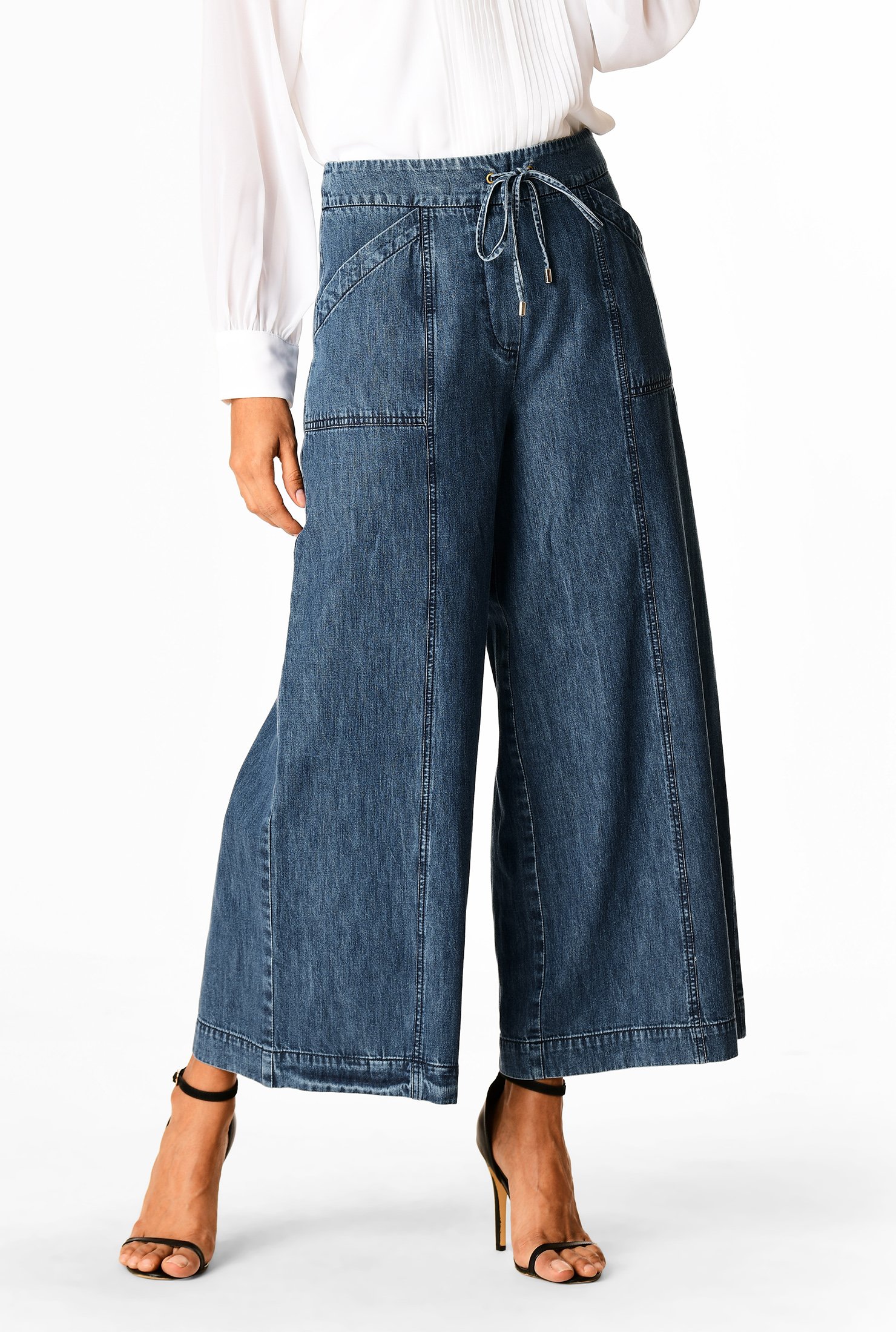 denim palazzo pants zara