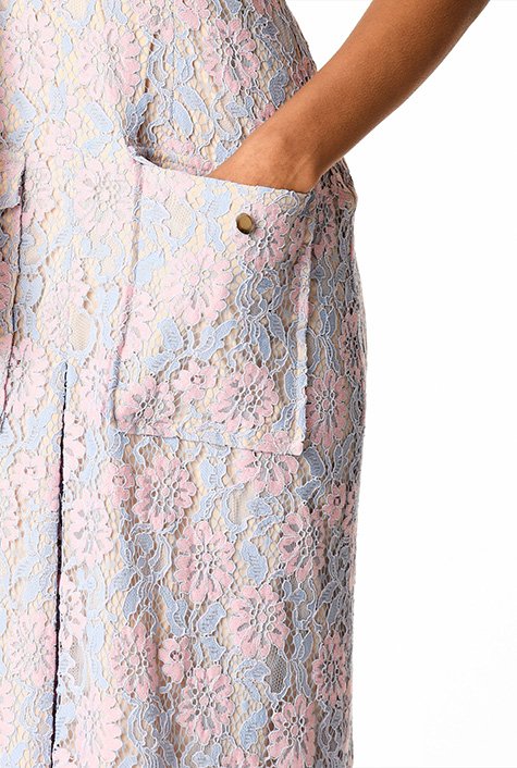 Shop Lace-up ties floral lace belted dress | eShakti
