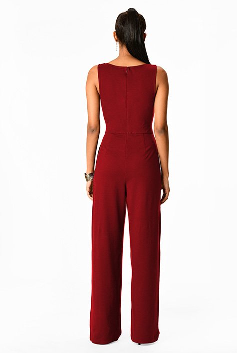 Shop Cotton knit cross banded waist jumpsuit