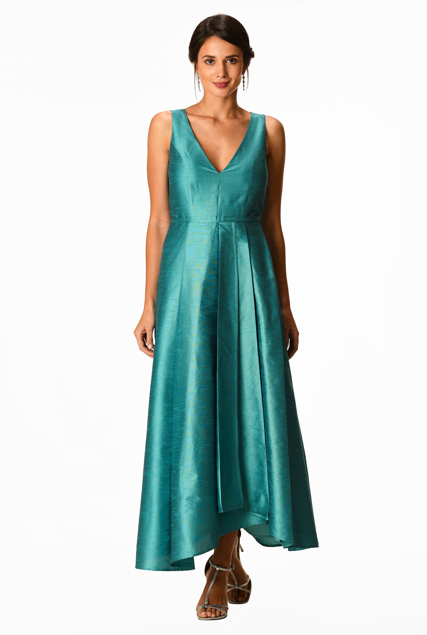 Shop Asymmetric wrap skirted dupioni dress | eShakti