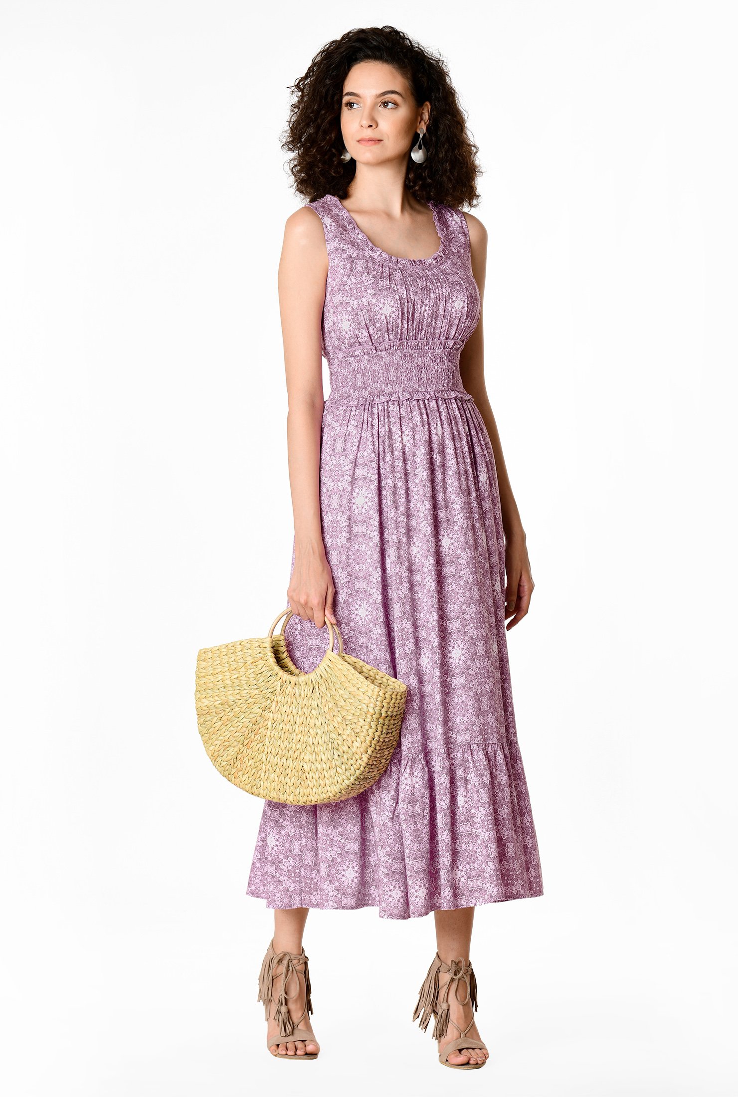 purple floral frill maxi dress