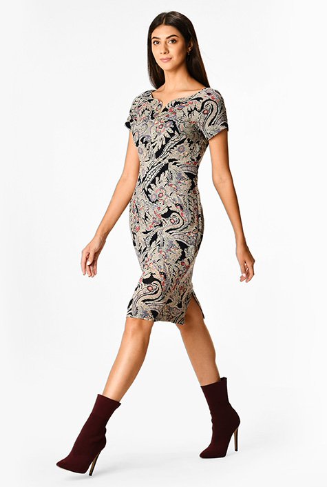 Paisley print sheath dress