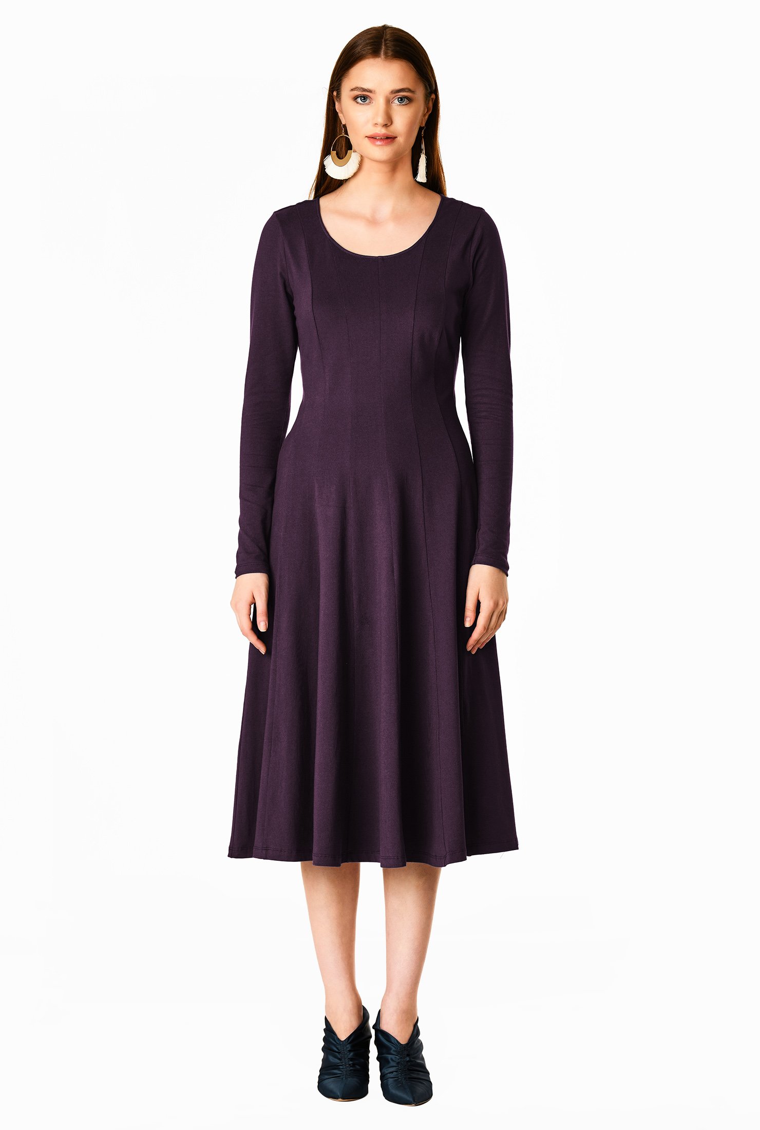 Shop Fit-and-flare cotton knit dress | eShakti