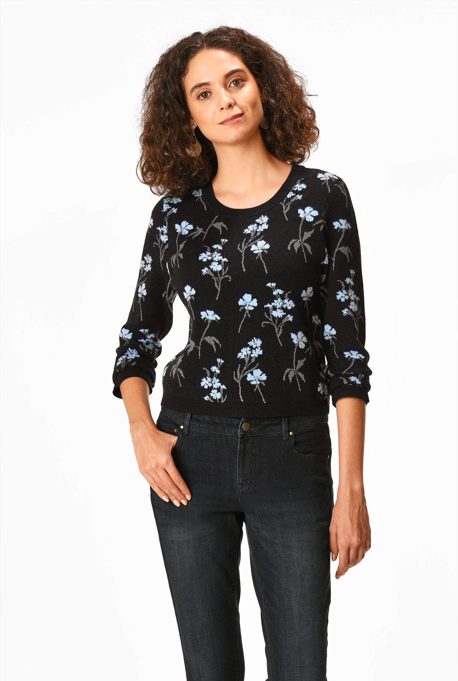 floral jacquard sweater