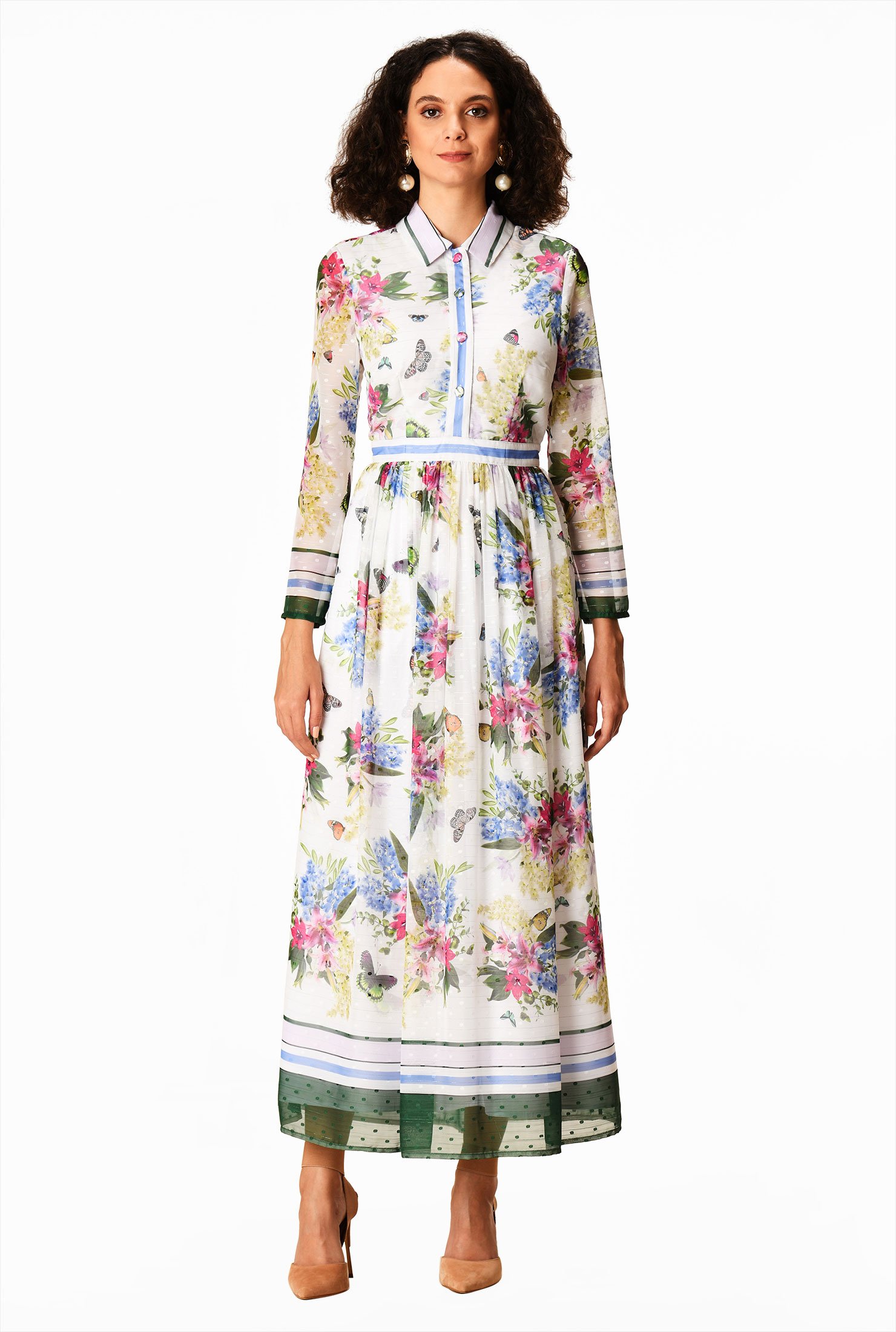 print georgette shirtdress