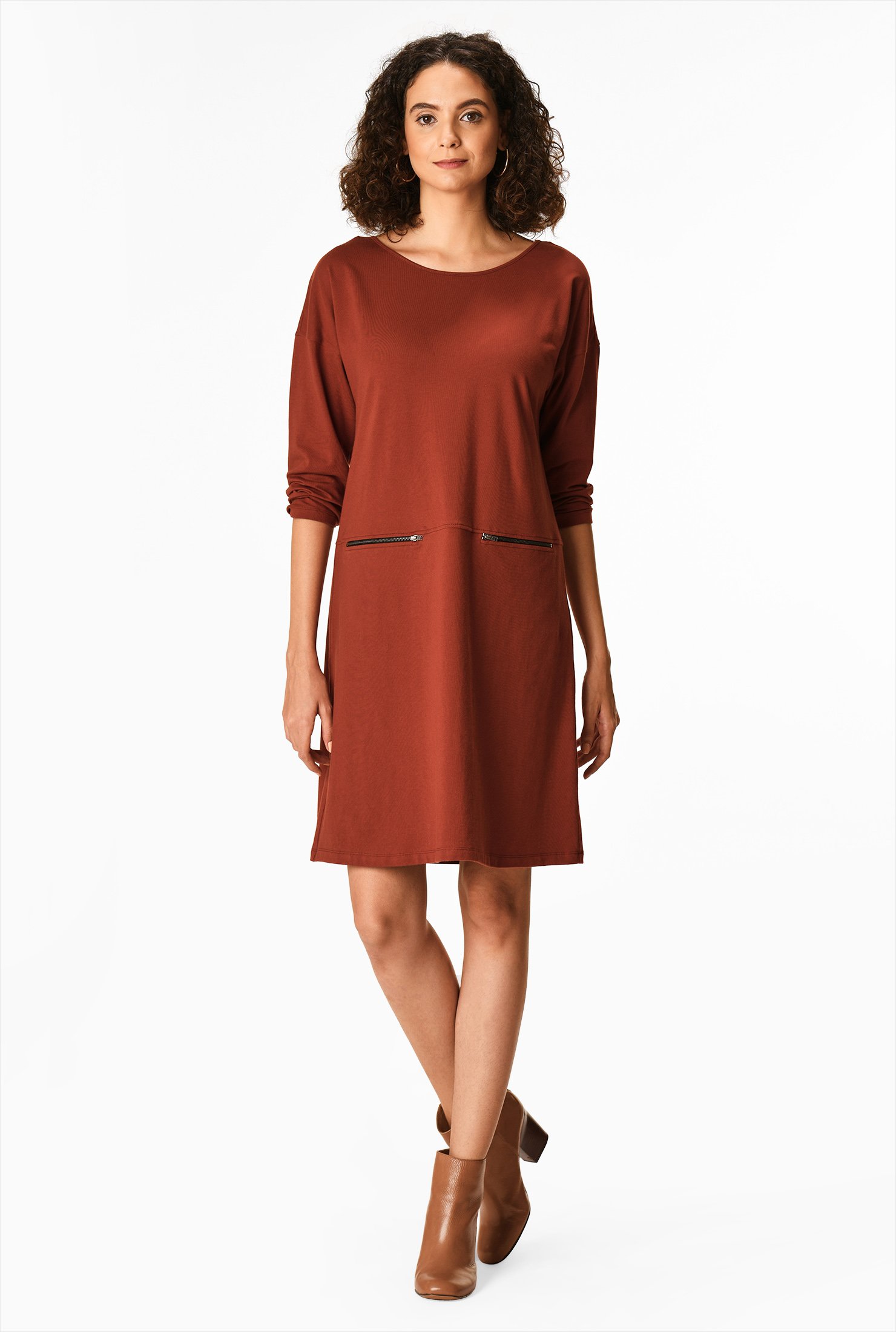 cotton shift dress with pockets