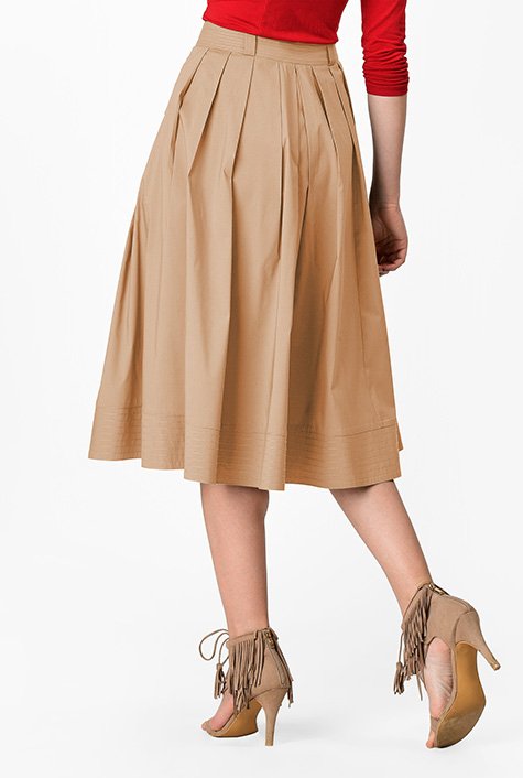 Shop Button front cotton poplin skirt | eShakti