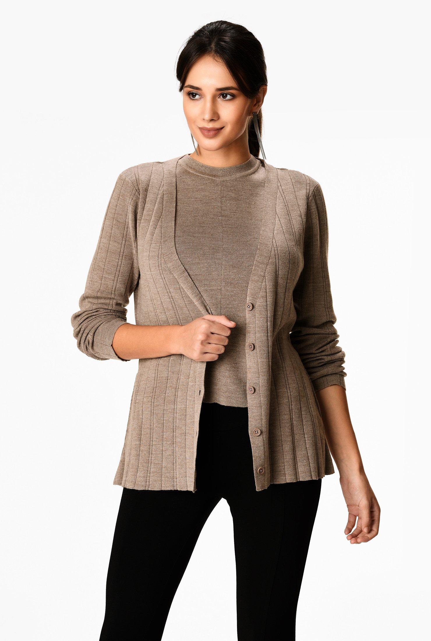 Shop Sweater tank top and button front cardigan