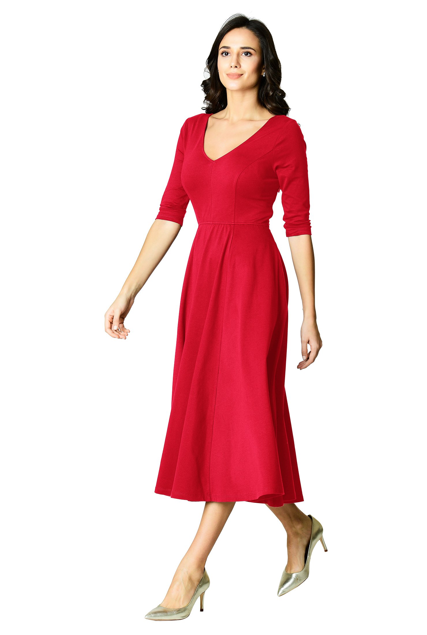 Shop Cotton knit fit and flare dress eShakti