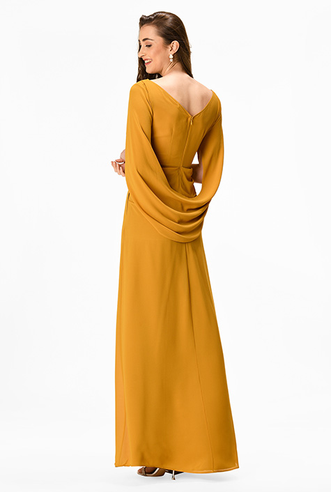 Shop Capelet sleeve chiffon maxi dress | eShakti