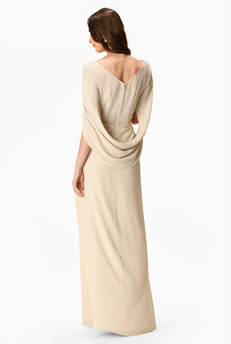 Shop Capelet sleeve chiffon maxi dress | eShakti