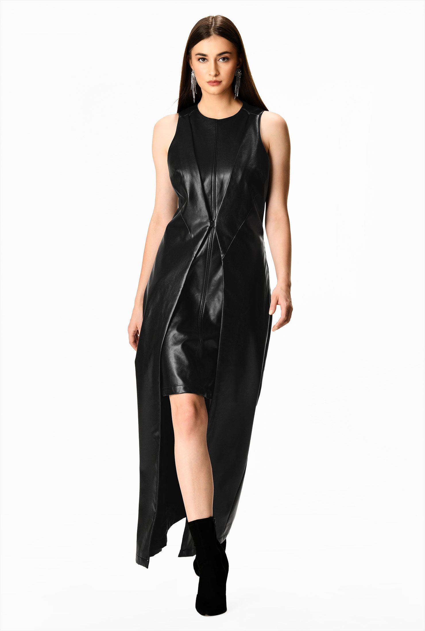 faux leather a line dress