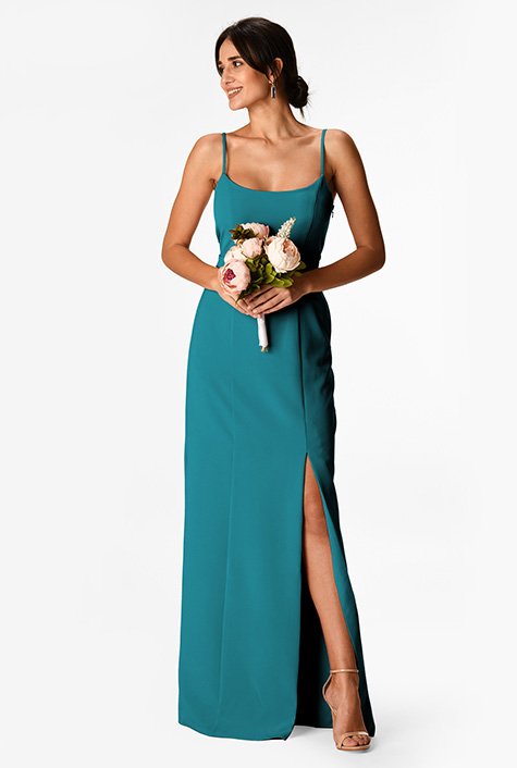 Emerald green wrap front crepe maxi dress clearance review