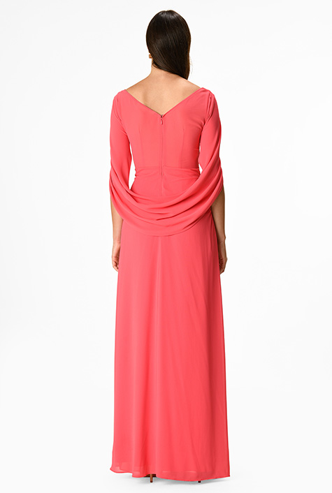 Shop Capelet sleeve chiffon maxi dress | eShakti