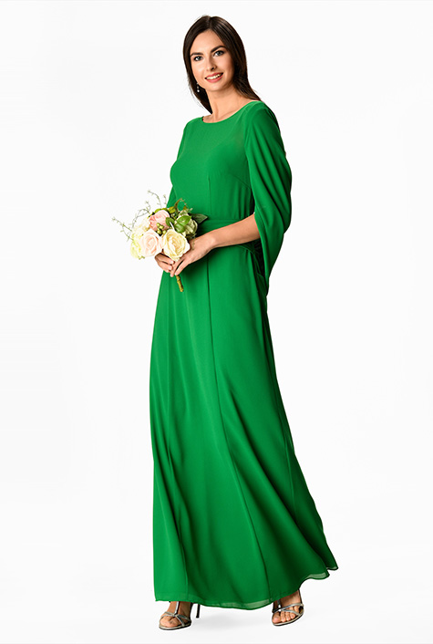 Shop Capelet sleeve chiffon maxi dress | eShakti