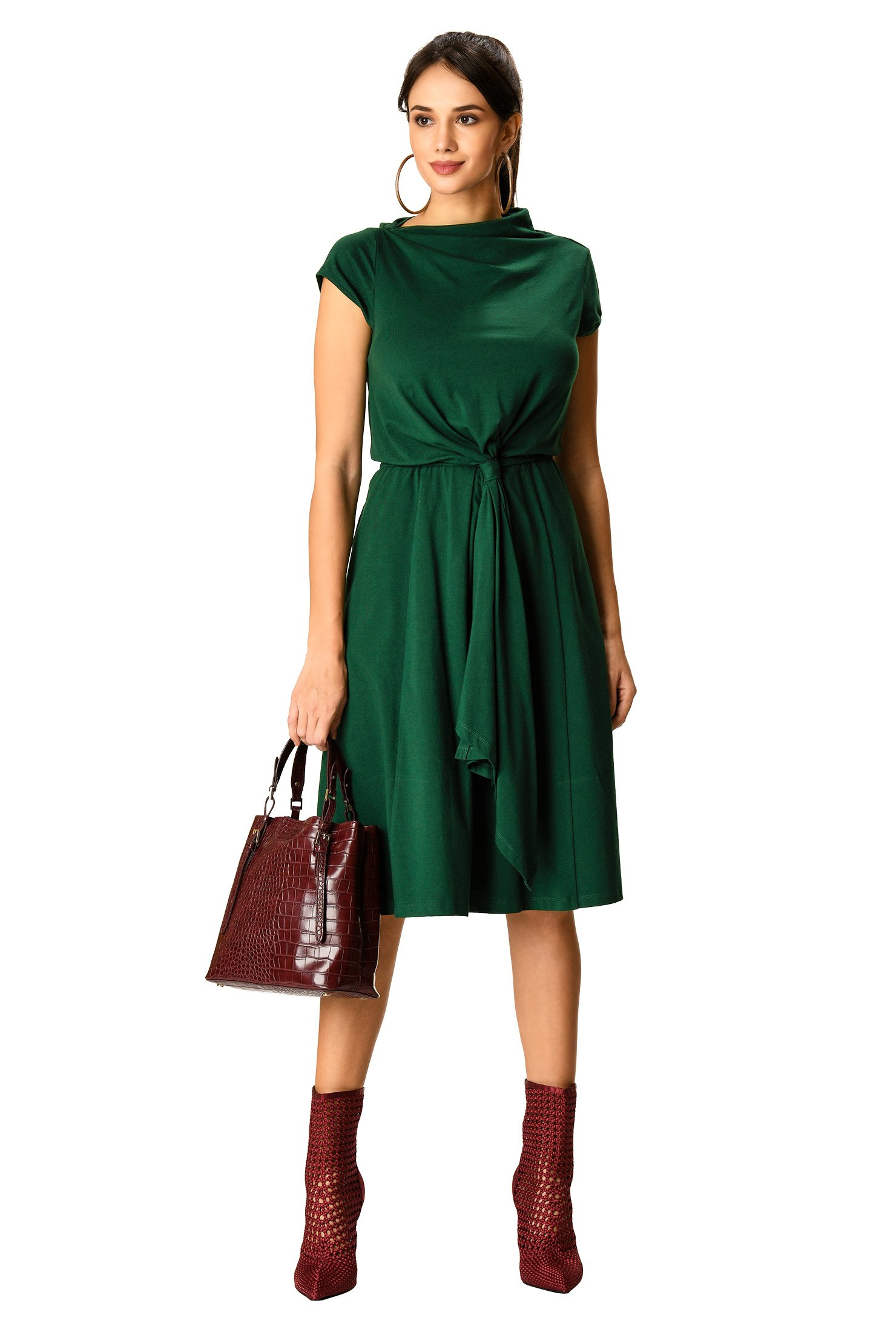 cotton tie waist dress