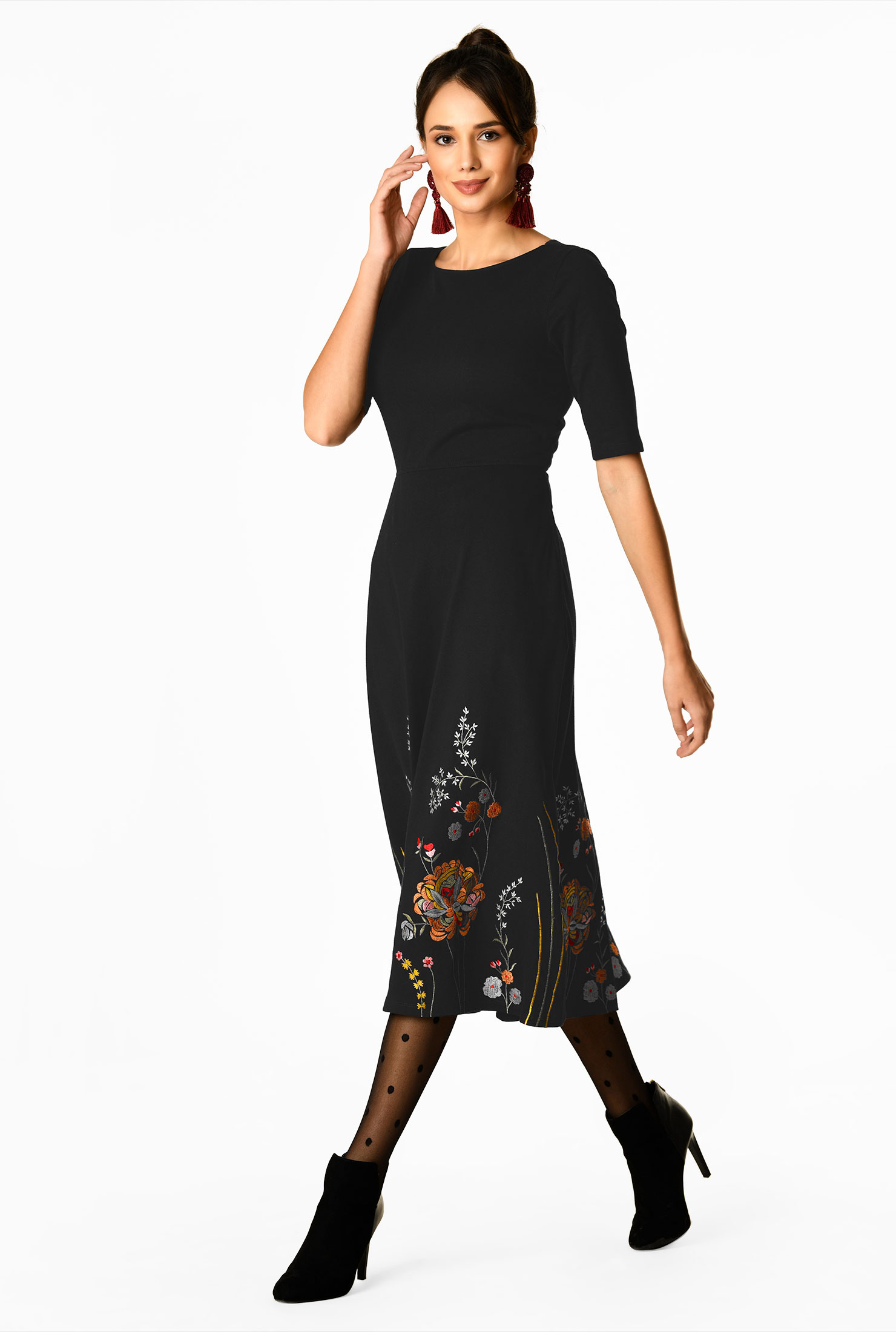 embroidered knit dress