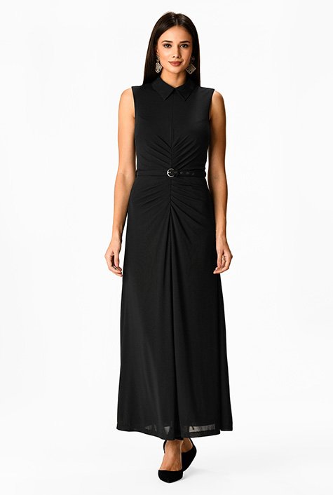 Mesh Ruched Front Maxi Dress